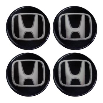 HONDA ΑΥΤΟΚΟΛΛΗΤΑ ΣΗΜΑΤΑ ΖΑΝΤΩΝ 5 cm ΜΑΥΡΟ/ΧΡΩΜΙΟ ΜΕ ΕΠΙΚΑΛΥΨΗ ΣΜΑΛΤΟΥ  - 4 ΤΕΜ.