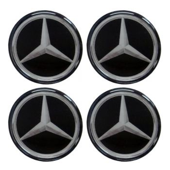 MERCEDES ΑΥΤΟΚΟΛΛΗΤΑ ΣΗΜΑΤΑ ΖΑΝΤΩΝ 5,5 cm ΜΑΥΡO/ΧΡΩΜΙΟ ΜΕ ΕΠΙΚΑΛΥΨΗ ΣΜΑΛΤΟΥ  - 4 ΤΕΜ.