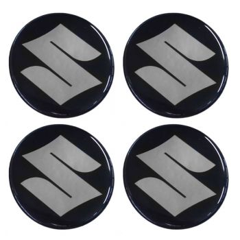 SUZUKI ΑΥΤΟΚΟΛΛΗΤΑ ΣΗΜΑΤΑ ΖΑΝΤΩΝ 5,5 cm ΜΑΥΡΟ/ΧΡΩΜΙΟ ΜΕ ΕΠΙΚΑΛΥΨΗ ΣΜΑΛΤΟΥ  - 4 ΤΕΜ.