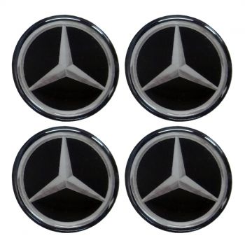 MERCEDES ΑΥΤΟΚΟΛΛΗΤΑ ΣΗΜΑΤΑ ΖΑΝΤΩΝ 5,5 cm ΜΑΥΡO/ΧΡΩΜΙΟ ΜΕ ΕΠΙΚΑΛΥΨΗ ΣΜΑΛΤΟΥ  - 4 ΤΕΜ.