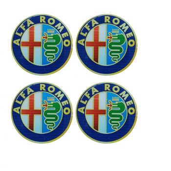 ALFA ROMEO ΑΥΤΟΚΟΛΛΗΤΑ ΣΗΜΑΤΑ ΖΑΝΤΩΝ 7,2 cm ΜΠΛΕ/ΧΡΥΣΟ ΜΕ ΕΠΙΚΑΛΥΨΗ ΣΜΑΛΤΟΥ  - 4 ΤΕΜ.