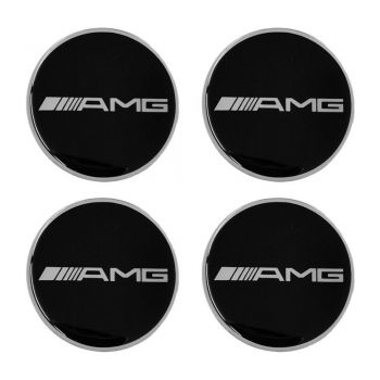 AMG (MERCEDES) ΑΥΤΟΚΟΛΛΗΤΑ ΣΗΜΑΤΑ ΖΑΝΤΩΝ 6 cm ΜΑΥΡΟ/ΧΡΩΜΙΟ ΜΕ ΕΠΙΚΑΛΥΨΗ ΣΜΑΛΤΟΥ  - 4 ΤΕΜ.