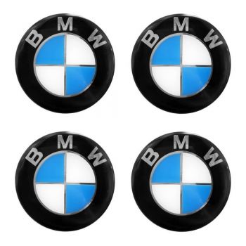 BMW ΑΥΤΟΚΟΛΛΗΤΑ ΣΗΜΑΤΑ ΖΑΝΤΩΝ 7,2 cm ΜΑΥΡΟ/ΓΑΛΑΖΙΟ/ΧΡΩΜΙΟ ΜΕ ΕΠΙΚΑΛΥΨΗ ΣΜΑΛΤΟΥ  - 4 ΤΕΜ.