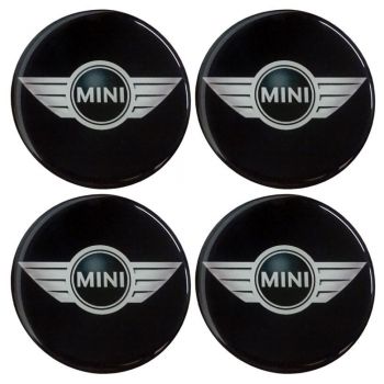 MINI COOPER ΑΥΤΟΚΟΛΛΗΤΑ ΖΑΝΤΩΝ 7,2cm ΜΑΥΡΟ/ΓΚΡΙ/ΠΡΑΣΙΝΟ ΜΕ ΕΠΙΚΑΛΥΨΗ ΣΜΑΛΤΟΥ - 4 ΤΕΜ.