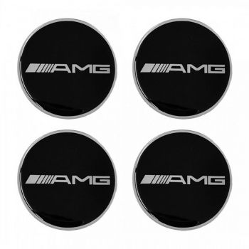 AMG (MERCEDES) ΑΥΤΟΚΟΛΛΗΤΑ ΣΗΜΑΤΑ ΖΑΝΤΩΝ 7,4 cm ΜΑΥΡΟ/ΧΡΩΜΙΟ ΜΕ ΕΠΙΚΑΛΥΨΗ ΣΜΑΛΤΟΥ  - 4 ΤΕΜ.