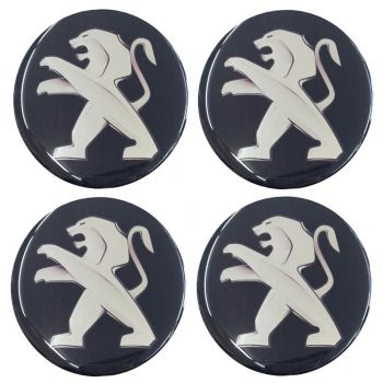 PEUGEOT ΑΥΤΟΚΟΛΛΗΤΑ ΖΑΝΤΩΝ 7,2cm ΜΑΥΡΟ/ΧΡΩΜΙΟ ΜΕ ΕΠΙΚΑΛΥΨΗ ΣΜΑΛΤΟΥ - 4 ΤΕΜ.