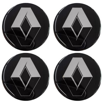 RENAULT ΑΥΤΟΚΟΛΛΗΤΑ ΣΗΜΑΤΑ ΖΑΝΤΩΝ 7,2 cm ΜΑΥΡΟ/ΧΡΩΜΙΟ ΜΕ ΕΠΙΚΑΛΥΨΗ ΣΜΑΛΤΟΥ  - 4 ΤΕΜ.