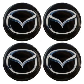 MAZDA ΑΥΤΟΚΟΛΛΗΤΑ ΖΑΝΤΩΝ 7,2 cm ΜΑΥΡΟ/ΓΚΡΙ ΜΕ ΕΠΙΚΑΛΥΨΗ ΣΜΑΛΤΟΥ - 4 ΤΕΜ.