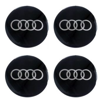 AUDI ΑΥΤΟΚΟΛΛΗΤΑ ΣΗΜΑΤΑ ΖΑΝΤΩΝ 12 cm ΜΑΥΡΟ/ΧΡΩΜΙΟ ΜΕ ΕΠΙΚΑΛΥΨΗ ΕΠΟΞΕΙΔΙΚΗΣ ΡΥΤΙΝΗΣ (ΥΓΡΟ ΓΥΑΛΙ)  - 4 ΤΕΜ.