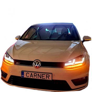 Μπροστινά Φανάρια Set Για Vw Golf VII (7) 12-17 DRL Full Led Halogen Version Black LEDHL103-BK Osram Ledriving